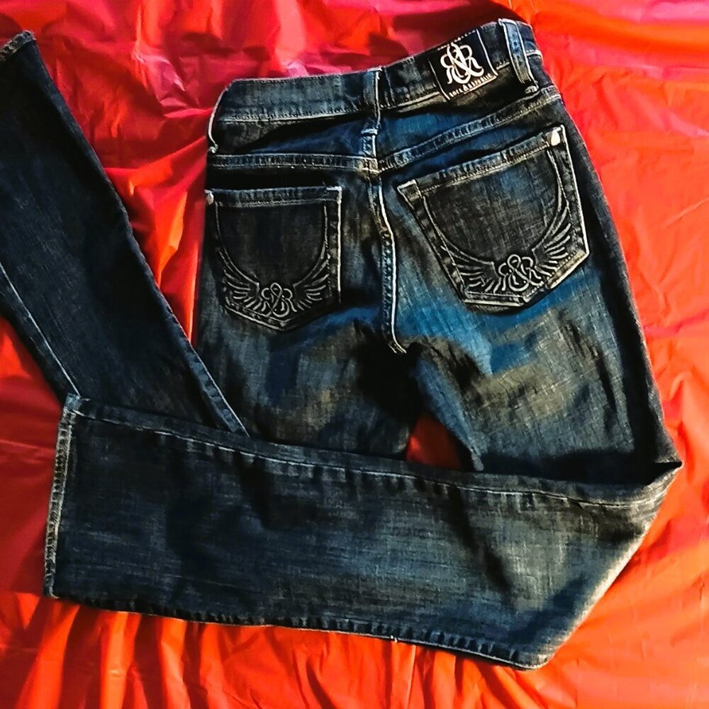 WOMEN'S STYLISH DARK R&R , DISTRESSED, SKINNY, HIGH-WAISTED, SIZE 0/2